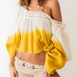 Jen's Pirate Booty ombré Peasant Claudette Top size small